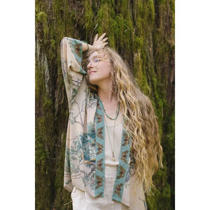 PIXIE DUSTER KIMONO | EARTH & SKY W/TREES-Scarves & Wraps-MARKET OF STARS-Coriander