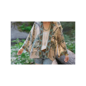 PIXIE DUSTER KIMONO | EARTH & SKY W/TREES-Scarves & Wraps-MARKET OF STARS-Coriander