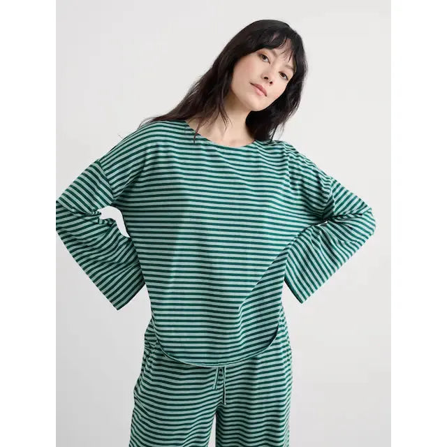 PJ SET | DREAM FLARED SLEEVE: OBLIQUES DARK WRECKAGE SARDINE-Loungewear-SEASALT-10-SARDINE-Coriander