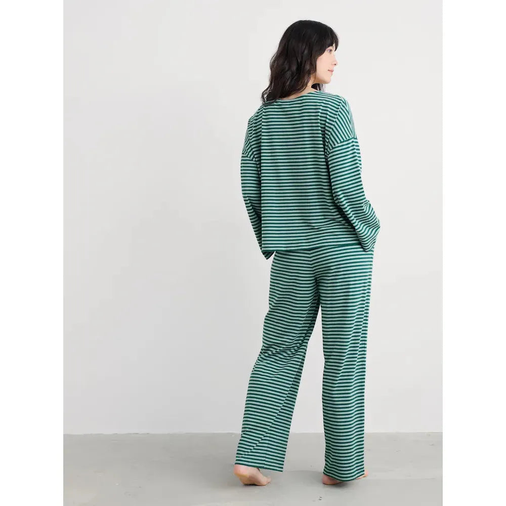 PJ SET | DREAM FLARED SLEEVE: OBLIQUES DARK WRECKAGE SARDINE-Loungewear-SEASALT-Coriander