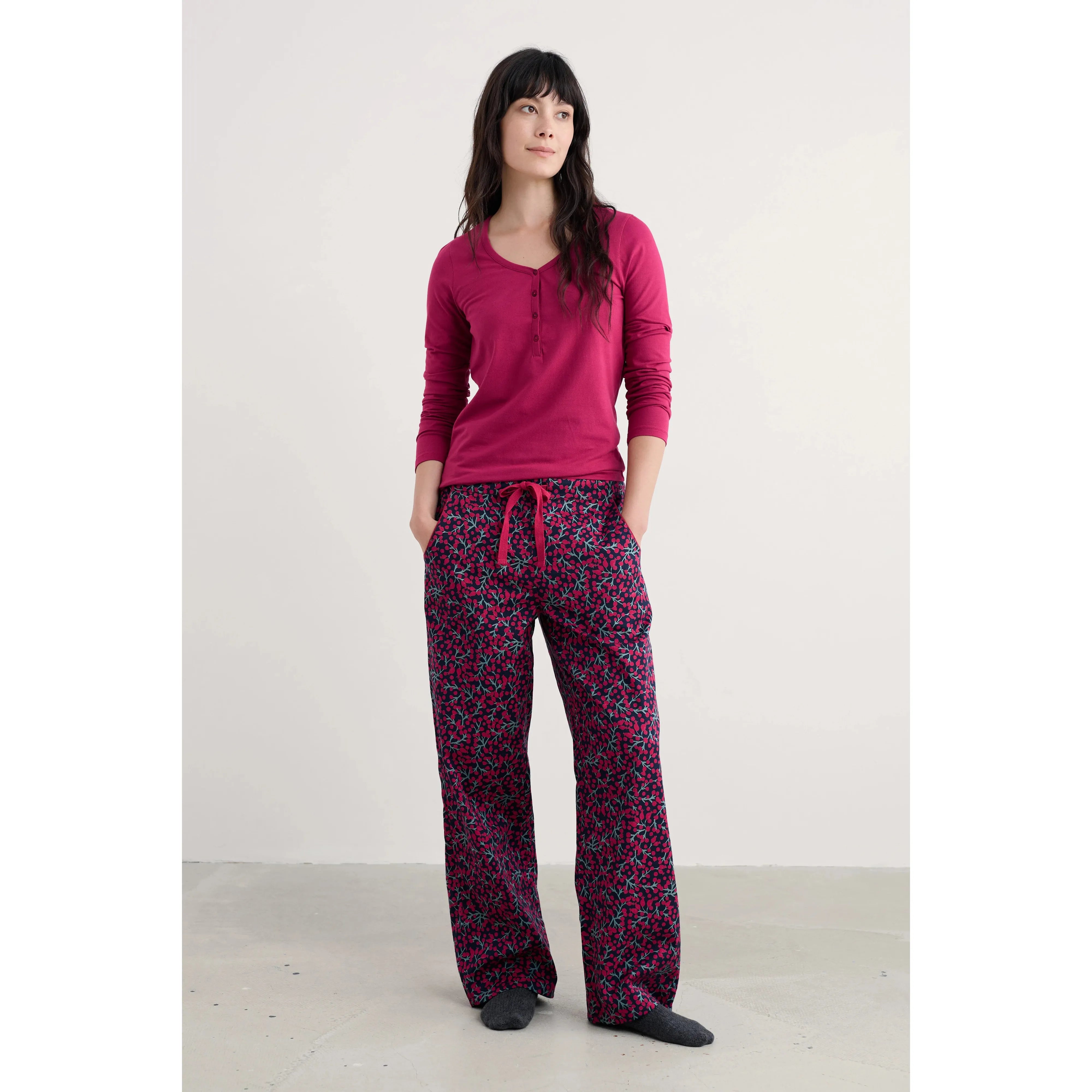 PJ SET | EVENING PATH PYJAMAS: BERRY BRANCHES MARITIME-Loungewear-SEASALT-Coriander