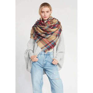 PLAID BLANKET SCARF-Scarves & Wraps-LOOK BY M-Coriander