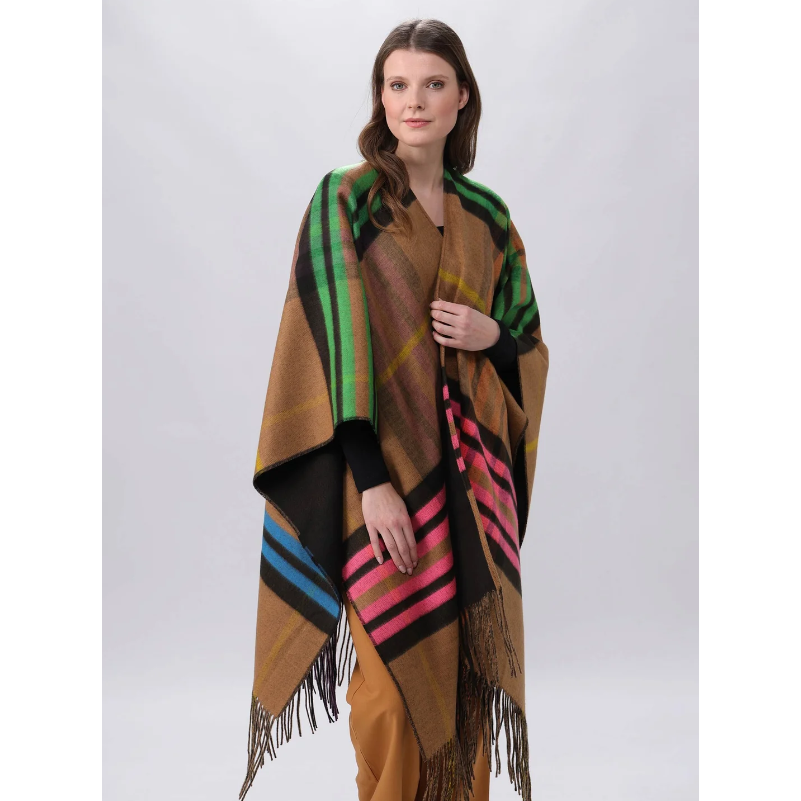 PLAID PONCHO | REVERSIBLE-Uncategorised-V. FRAAS FALL/WINTER-Coriander