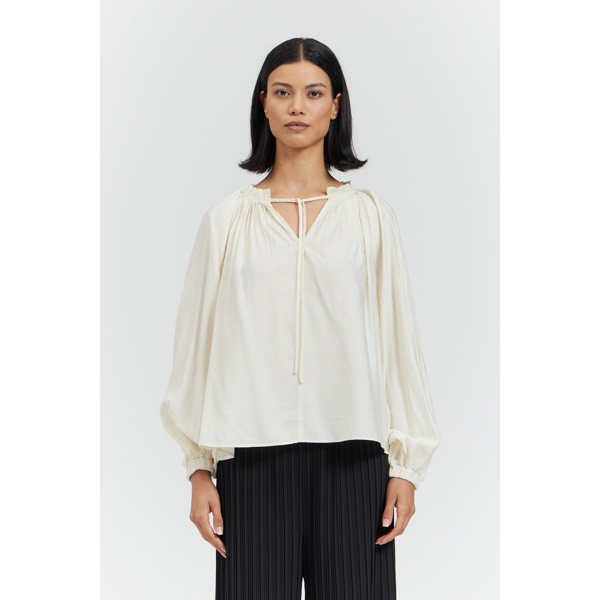 PLEATED BLOUSE-Shirts & Tops-THERE-ELSEWHERE-SMALL-BUTTER-Coriander