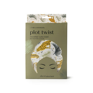 PLOT TWIST MICROFIBER HAIR TOWEL-Uncategorised-LEMON LAVENDER-CHEETAH-Coriander