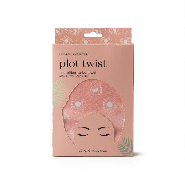 PLOT TWIST MICROFIBER HAIR TOWEL-Uncategorised-LEMON LAVENDER-PINK-Coriander