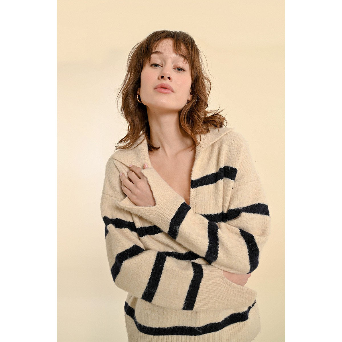 POLO STYLE SWEATER-Jackets & Sweaters-MOLLY BRACKEN-Coriander