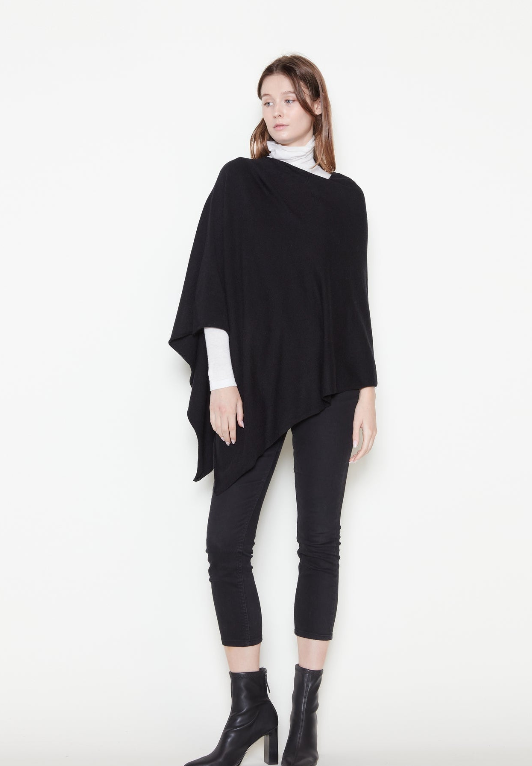 PONCHO | TRIANGLE-Scarves & Wraps-LOOK BY M-ONE-Black-Coriander