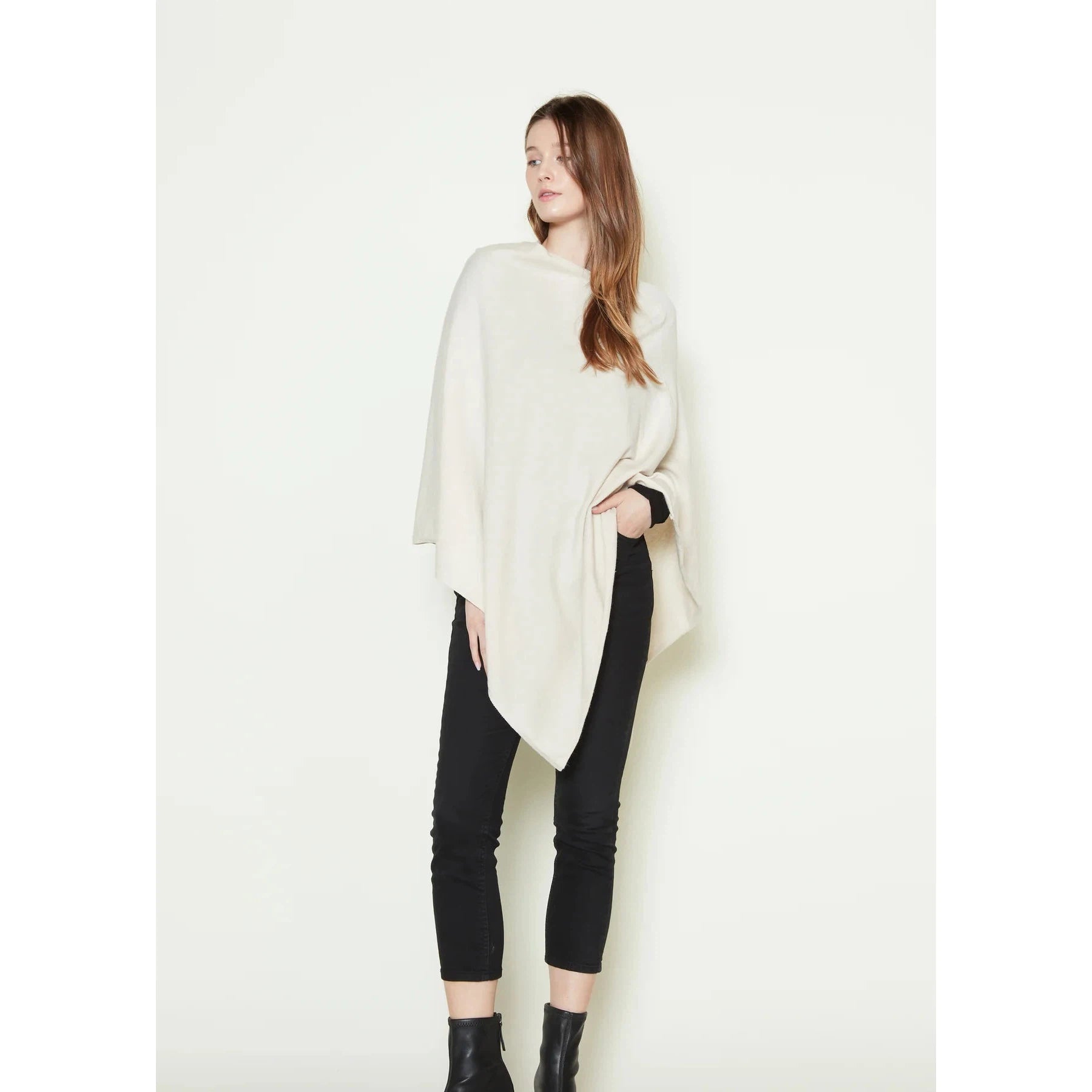 PONCHO | TRIANGLE-Scarves & Wraps-LOOK BY M-ONE-IVORY-Coriander