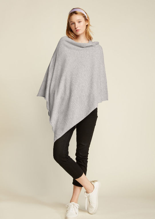 PONCHO | TRIANGLE-Scarves & Wraps-LOOK BY M-ONE-LIGHT GREY-Coriander