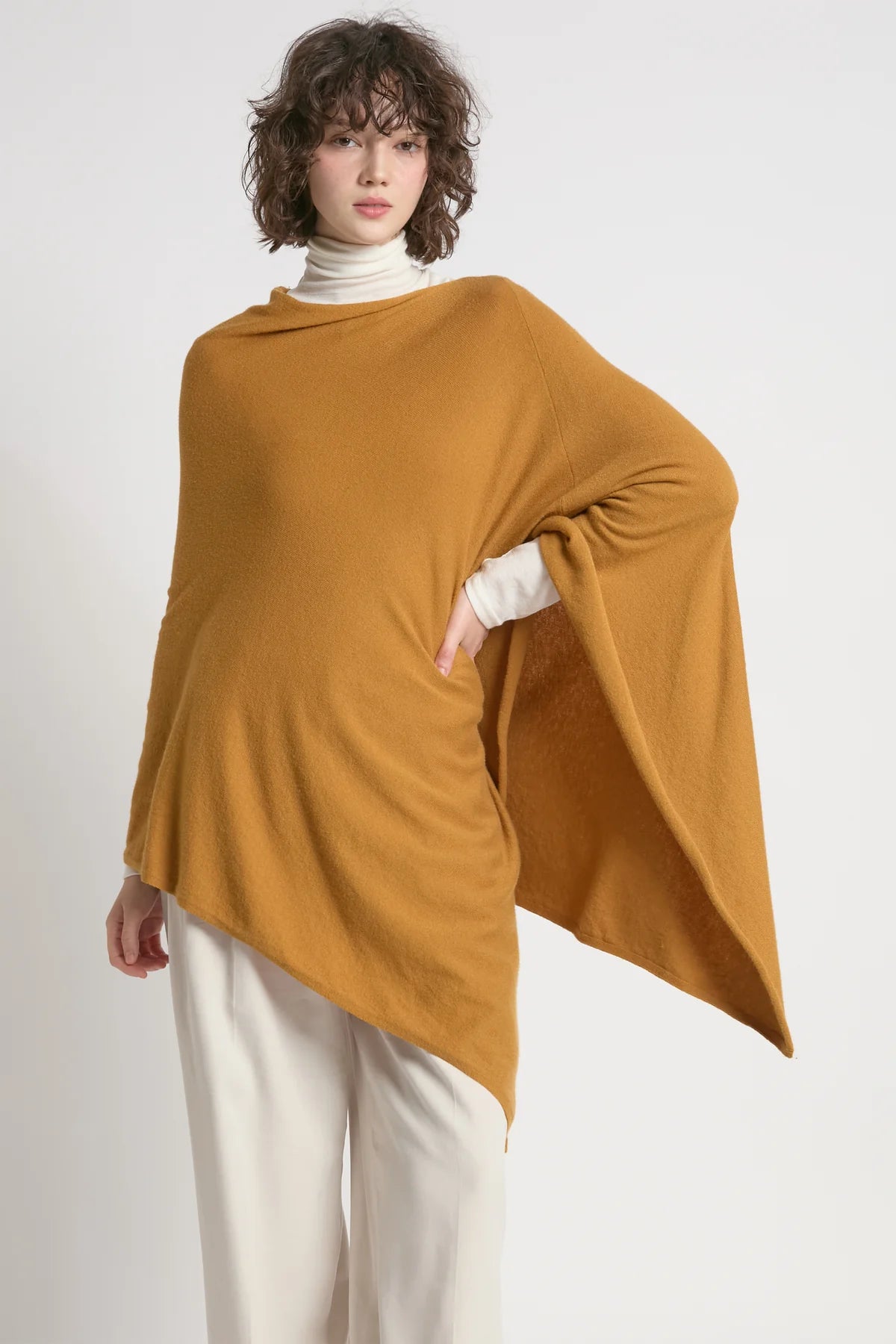 PONCHO | TRIANGLE-Scarves & Wraps-LOOK BY M-ONE-MUSTARD-Coriander