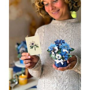 POP-UP CARD | BLUE POINSETTIA-Books & Stationery-FRESH CUT PAPER-Coriander