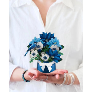 POP-UP CARD | BLUE POINSETTIA-Books & Stationery-FRESH CUT PAPER-Coriander