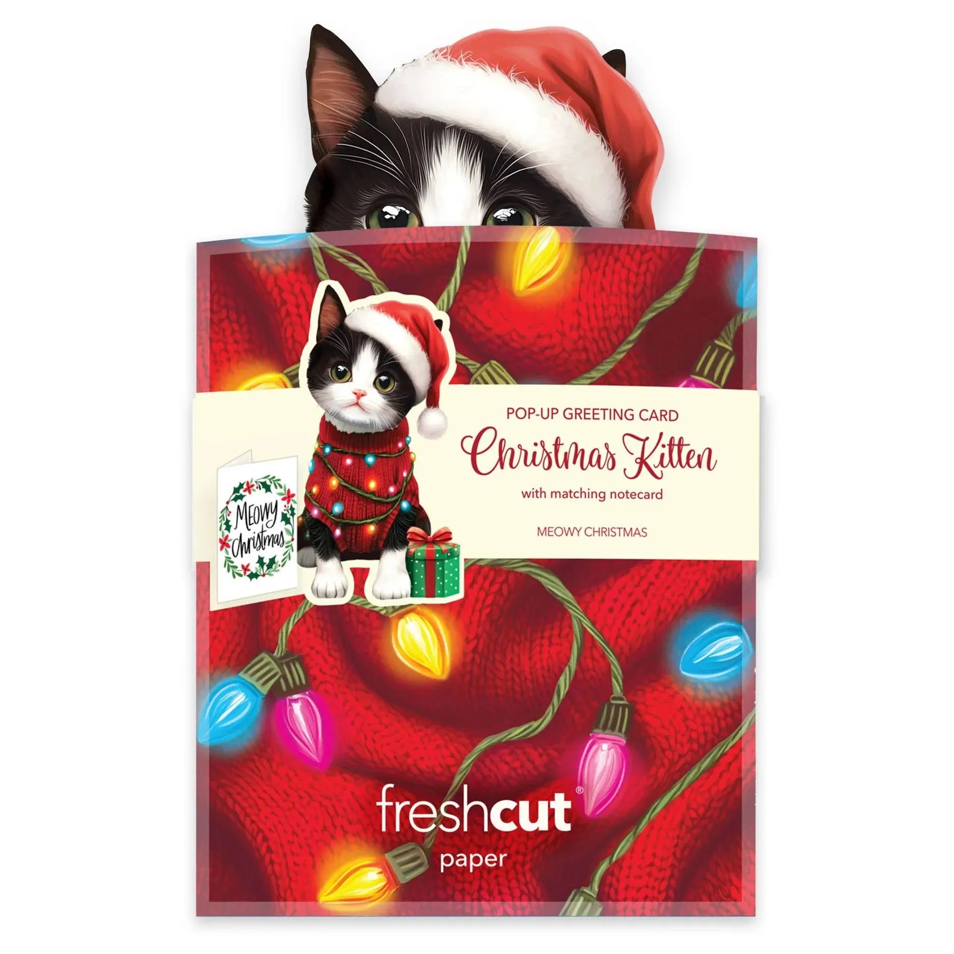 POP-UP CARD | CHRISTMAS KITTEN-Books & Stationery-FRESH CUT PAPER-Coriander
