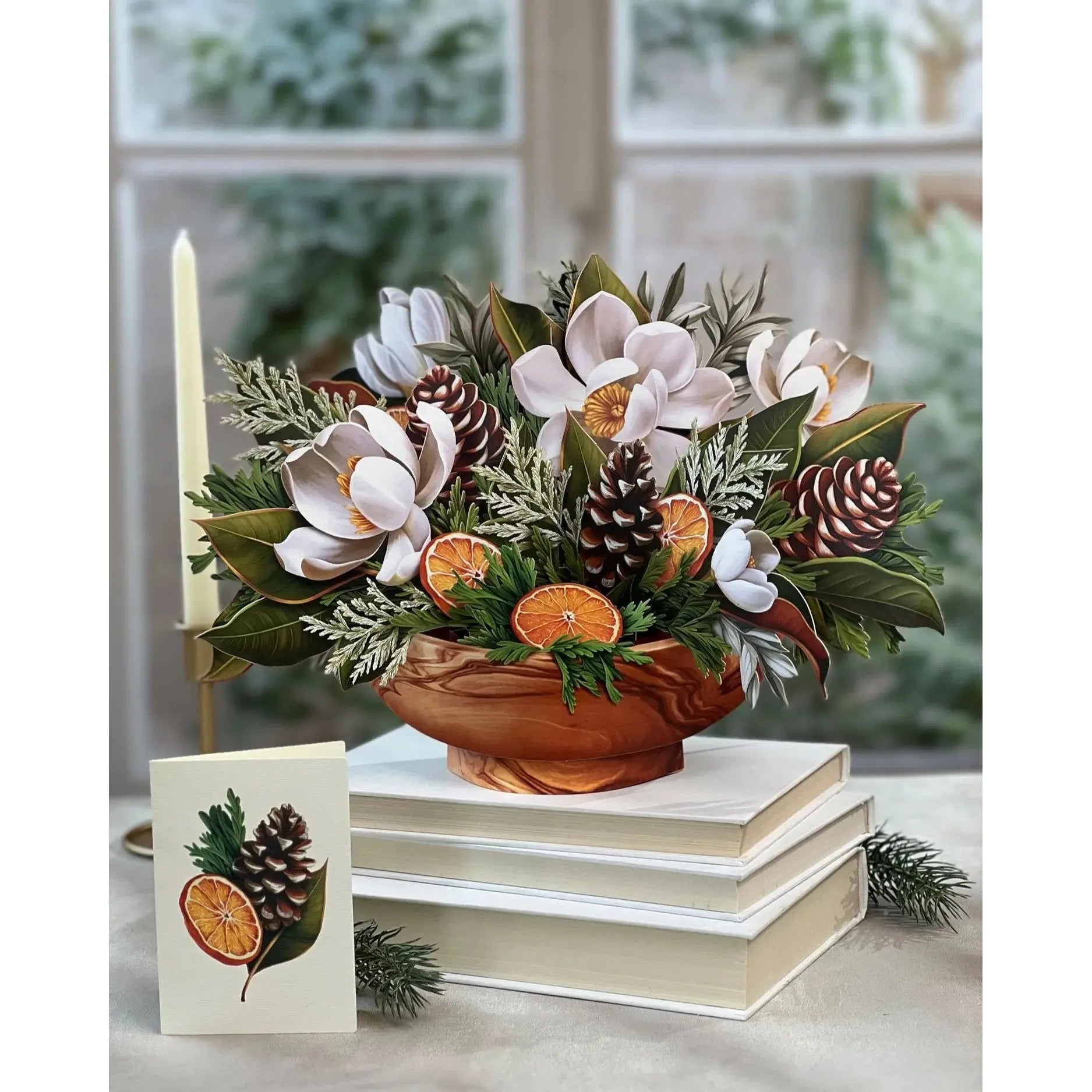 POP-UP CARD | WINTER MAGNOLIA-Books & Stationery-FRESH CUT PAPER-Coriander