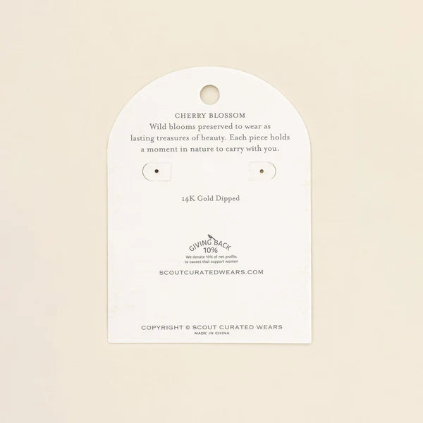 PRESSED FLOWER HOOP EARRING | GOLD W/ PINK CHERRY BLOSSOM-Jewellery-SCOUT CURATED WEARS-Coriander