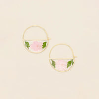 PRESSED FLOWER HOOP EARRING | GOLD W/ PINK CHERRY BLOSSOM-Jewellery-SCOUT CURATED WEARS-Coriander