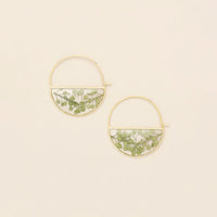 PRESSED FLOWER HOOP EARRING | GOLD W/GREEN PEPPERGRASS-Jewellery-SCOUT CURATED WEARS-Coriander