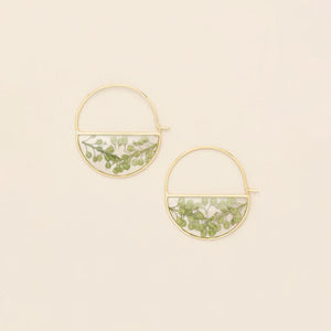 PRESSED FLOWER HOOP EARRING | GOLD W/GREEN PEPPERGRASS-Jewellery-SCOUT CURATED WEARS-Coriander