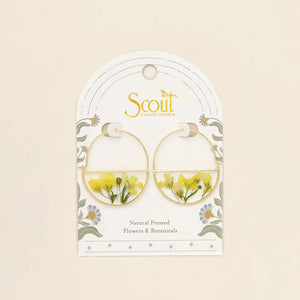 PRESSED FLOWER HOOP EARRING | GOLD W/YELLOW BABY'S BREATH-Jewellery-SCOUT CURATED WEARS-Coriander