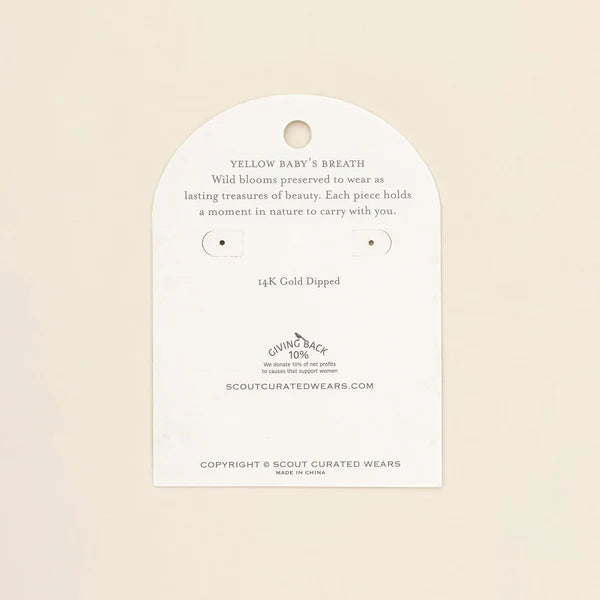 PRESSED FLOWER HOOP EARRING | GOLD W/YELLOW BABY'S BREATH-Jewellery-SCOUT CURATED WEARS-Coriander