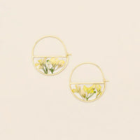 PRESSED FLOWER HOOP EARRING | GOLD W/YELLOW BABY'S BREATH-Jewellery-SCOUT CURATED WEARS-Coriander