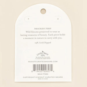 PRESSED FLOWER THREAD EARRING | GOLD W/GREEN BRACKEN FERN-Jewellery-SCOUT CURATED WEARS-Coriander
