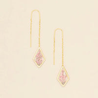 PRESSED FLOWER THREAD EARRING | GOLD W/PINK LACE FLOWER-Jewellery-SCOUT CURATED WEARS-Coriander