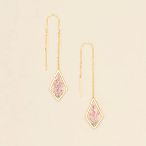 PRESSED FLOWER THREAD EARRING | GOLD W/PINK LACE FLOWER-Jewellery-SCOUT CURATED WEARS-Coriander