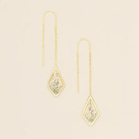 PRESSED FLOWER THREAD EARRING | GOLD W/WHITE LACE FLOWER-Jewellery-SCOUT CURATED WEARS-Coriander