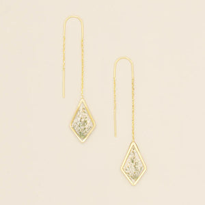 PRESSED FLOWER THREAD EARRING | GOLD W/WHITE LACE FLOWER-Jewellery-SCOUT CURATED WEARS-Coriander