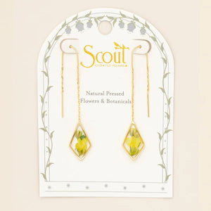 PRESSED FLOWER THREAD EARRING | GOLD W/YELLOW BABY'S BREATH-Jewellery-SCOUT CURATED WEARS-Coriander