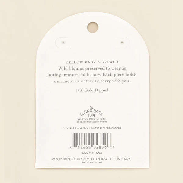 PRESSED FLOWER THREAD EARRING | GOLD W/YELLOW BABY'S BREATH-Jewellery-SCOUT CURATED WEARS-Coriander