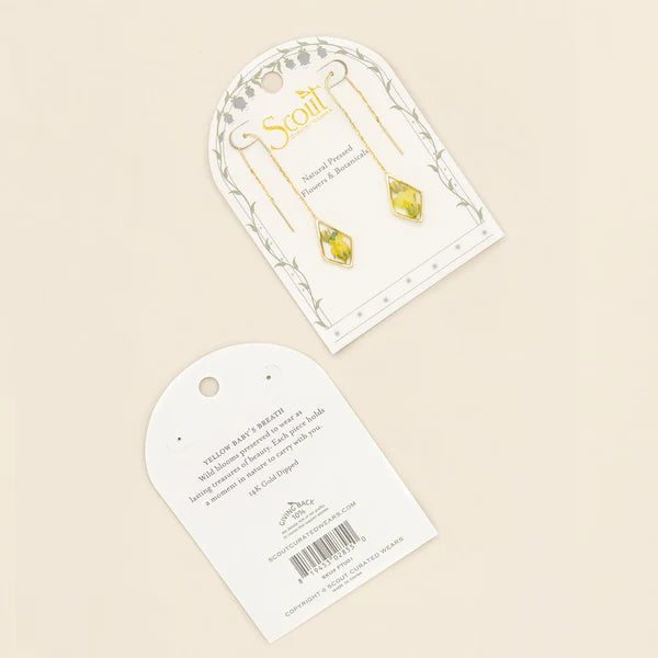 PRESSED FLOWER THREAD EARRING | GOLD W/YELLOW BABY'S BREATH-Jewellery-SCOUT CURATED WEARS-Coriander
