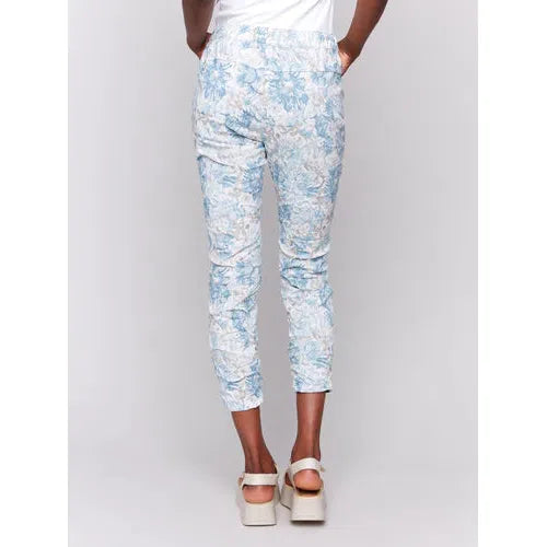 PRINTED CRINKLE BENGALINE JOGGERS-Bottoms-CHARLIE B-Coriander