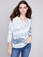 PRINTED DOLMAN SWEATER-Jackets & Sweaters-CHARLIE B-SMALL-INDIGO-Coriander