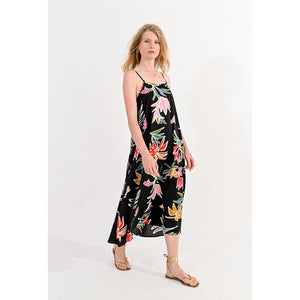 PRINTED DRESS WITH BACK KNOT-Dresses-MOLLY BRACKEN-XSMALL-BLACK JUNE-Coriander