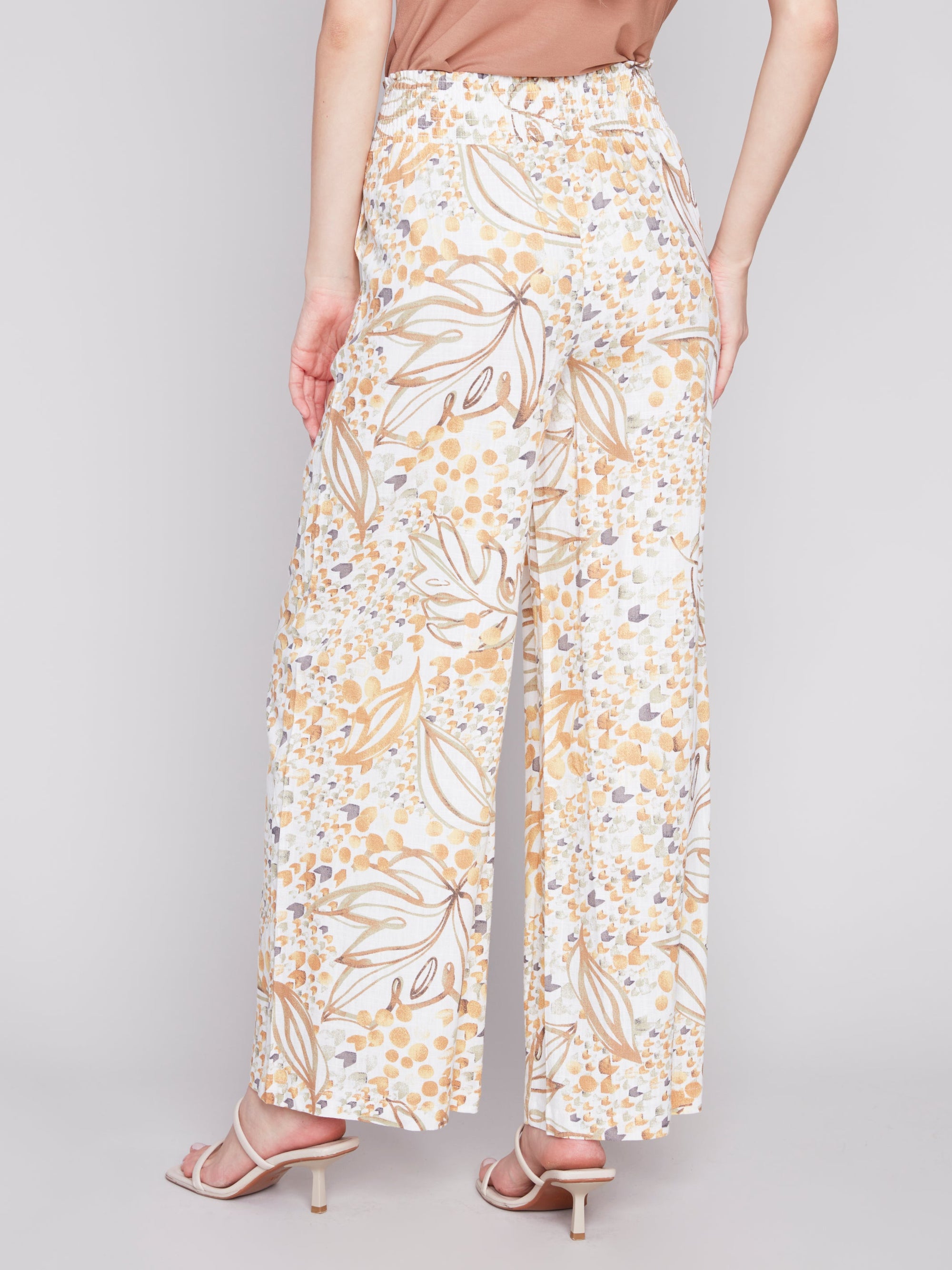 PRINTED ELASTIC WAIST PULL ON PANT-Bottoms-CHARLIE B-Coriander