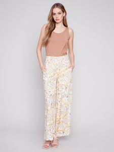 PRINTED ELASTIC WAIST PULL ON PANT-Bottoms-CHARLIE B-Coriander