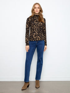 PRINTED JERSEY TOP | MOCK NECK-Tops-CHARLIE B-Coriander