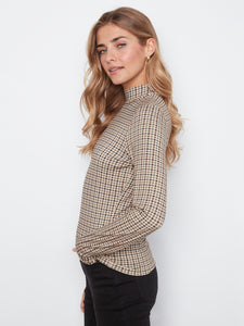 PRINTED JERSEY TOP | MOCK NECK-Tops-CHARLIE B-Coriander