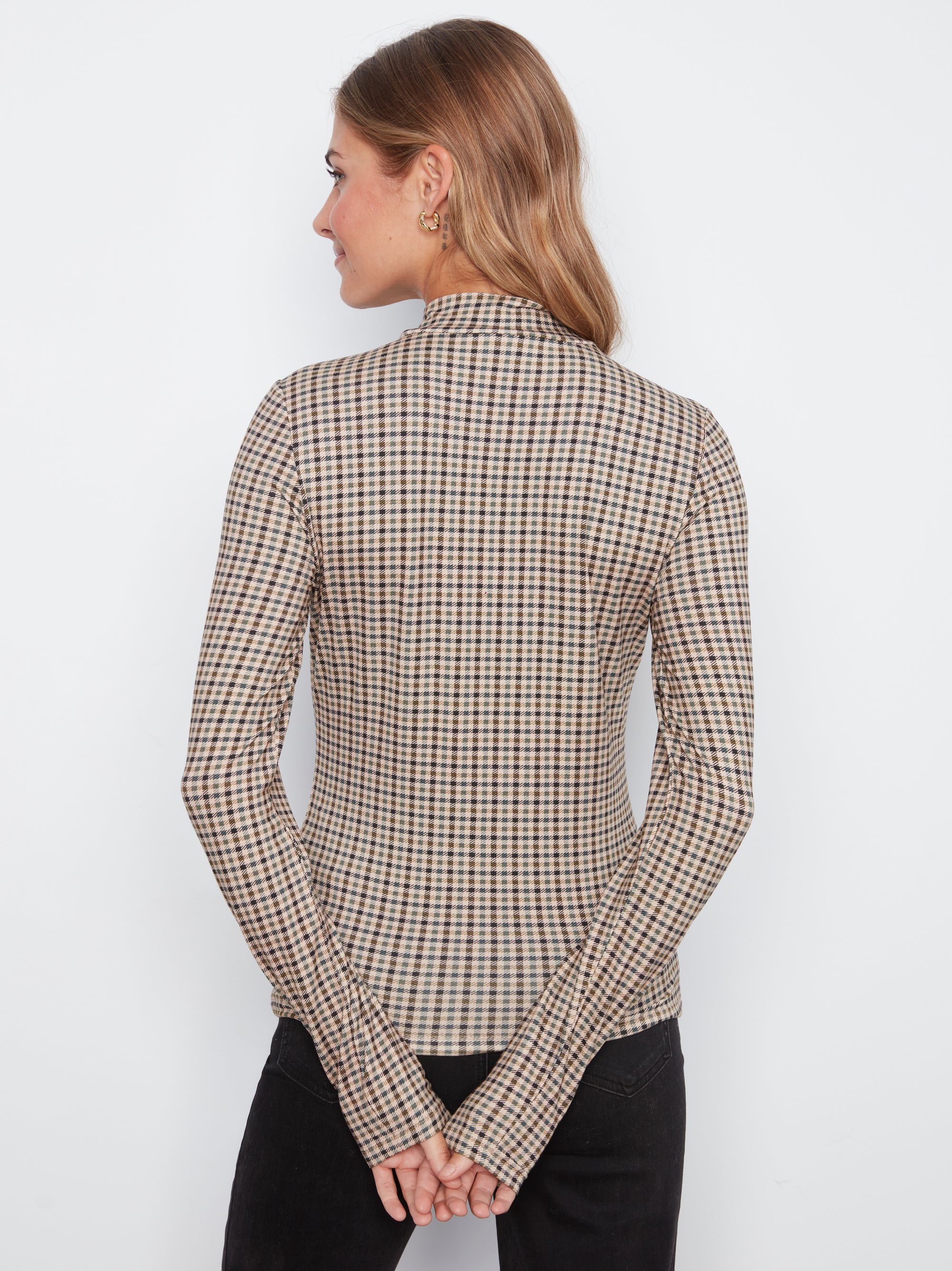 PRINTED JERSEY TOP | MOCK NECK-Tops-CHARLIE B-Coriander