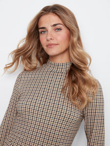 PRINTED JERSEY TOP | MOCK NECK-Tops-CHARLIE B-XSMALL-COFFEE-Coriander