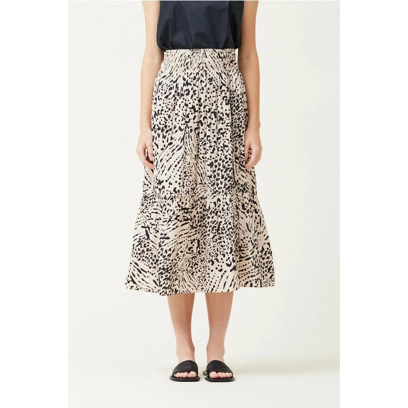 PRINTED SATIN MIDI SKIRT-Bottoms-GRADE AND GATHER-SMALL-IVORY-Coriander