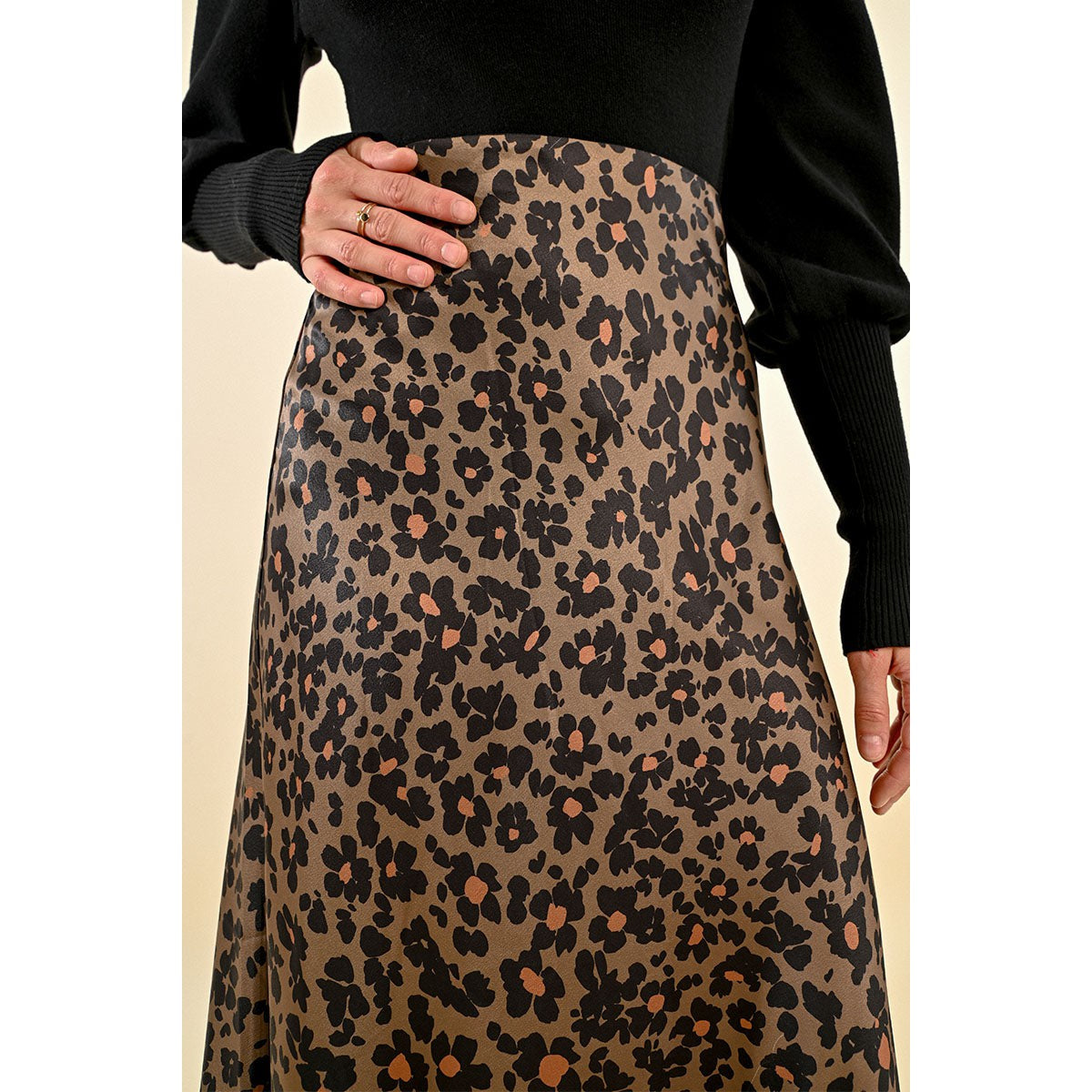 PRINTED SATIN SKIRT-Bottoms-MOLLY BRACKEN-Coriander