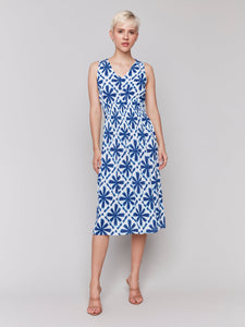 PRINTED SLEEVELESS EMPIRE WAIST DRESS-Dress-CHARLIE B-Coriander