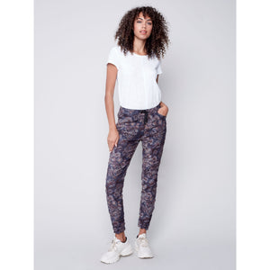 PRINTED SUEDE CRINKLE JOGGER-Bottoms-CHARLIE B-Coriander