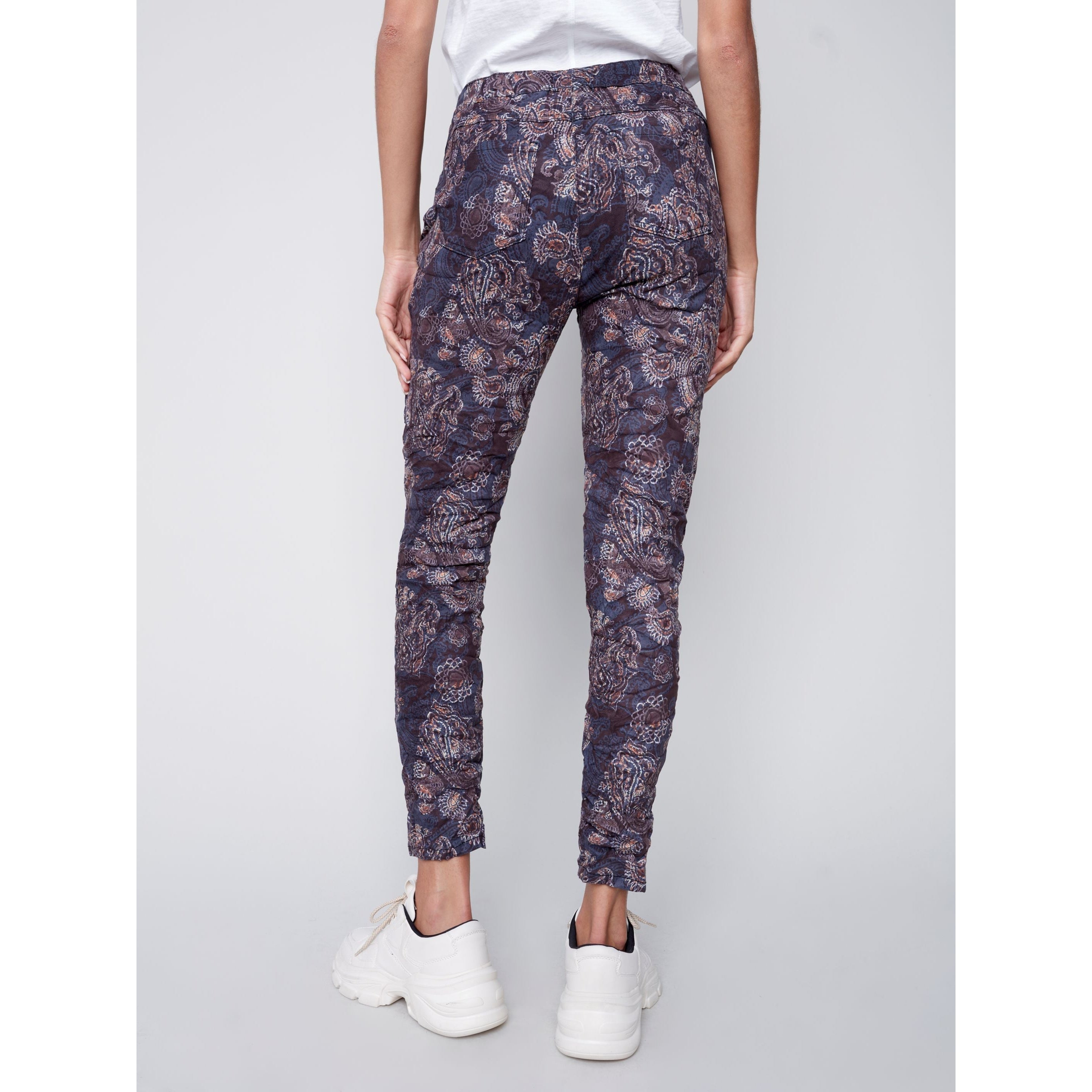 PRINTED SUEDE CRINKLE JOGGER-Bottoms-CHARLIE B-Coriander