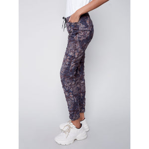 PRINTED SUEDE CRINKLE JOGGER-Bottoms-CHARLIE B-Coriander