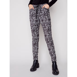 PRINTED SUEDE CRINKLE JOGGER-Bottoms-CHARLIE B-XSMALL-Black-Coriander